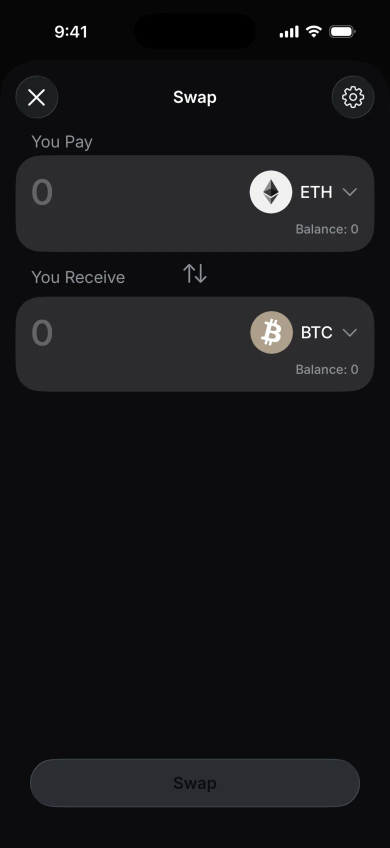QuiNVarium Wallet screen: Swap without an exchange